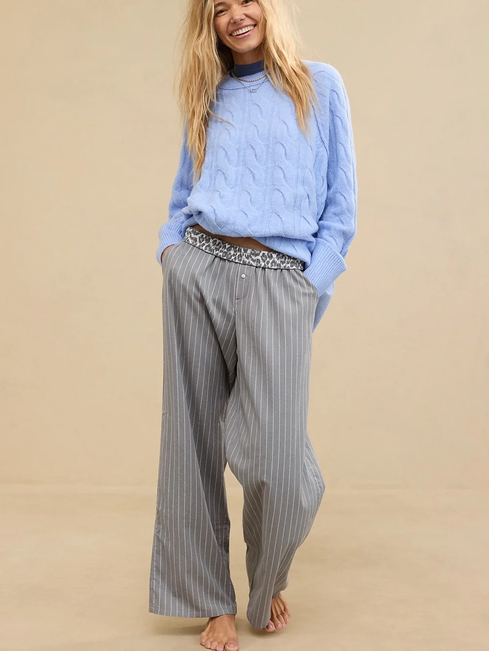 Aerie Off-Duty Flannel Trouser PJ Dark Heather Grey Large - Picture 1 of 8